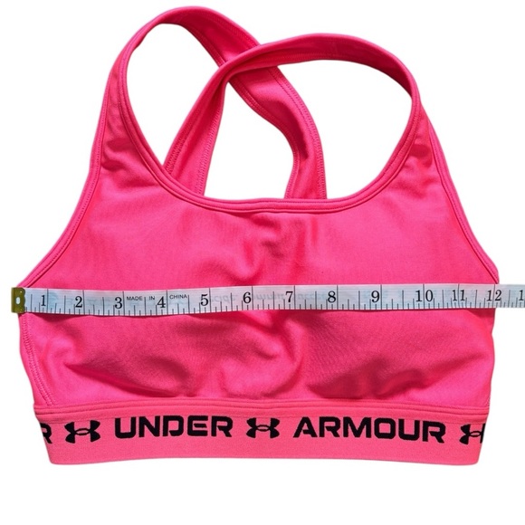 Under Armour Sports Bra Women’s Small Mid Crossback Compression Fit Pink - Picture 7 of 9